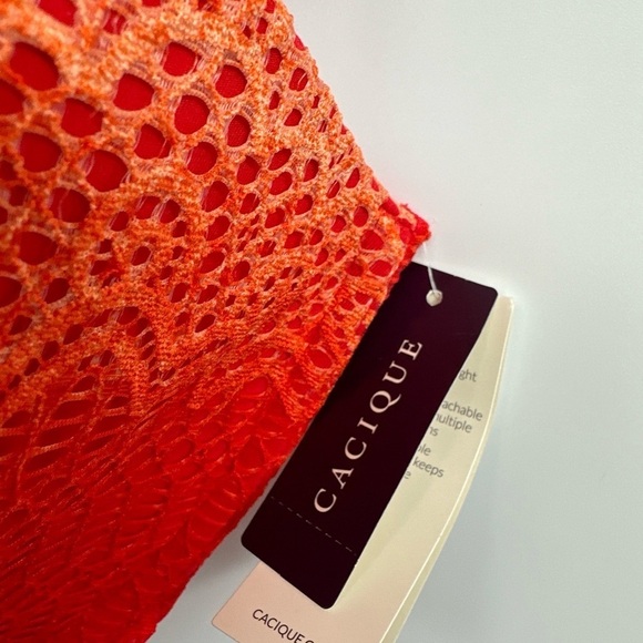 Cacique Red Lace Bra 40 F Padded Molded Cup Bare Solution NWT $70 - Picture 2 of 5